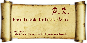 Paulicsek Krisztián névjegykártya